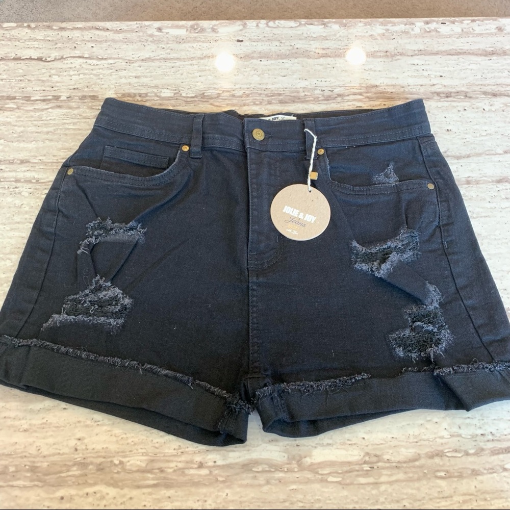 NWT Women Jolie & Joy Black Distressed Denim Jean Shorts Size:13